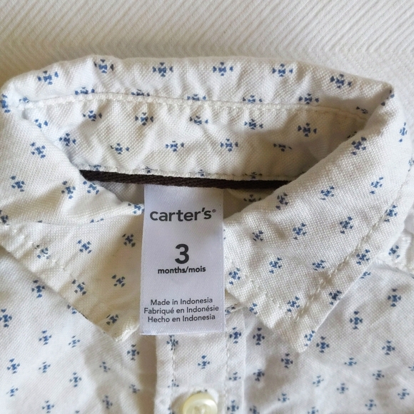 carter's soft knit denim overalls & collared bodysuit outfit set 3 months baby - Picture 10 of 12